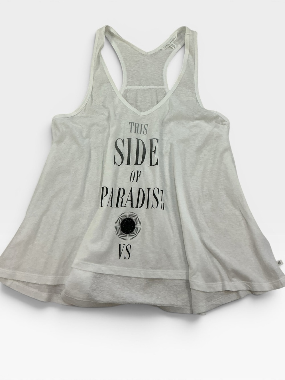 Victoria's Secret White Racerback Tank Top - "This Side of Paradise" NWOT Sz.SP